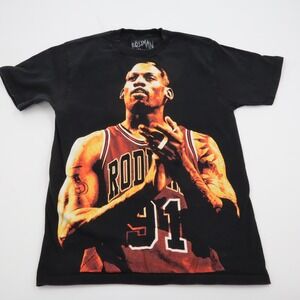 Rodman‎ Apparel Graphic T-Shirt Mens Small Black Dennis Rodman Bulls 91 Portrait